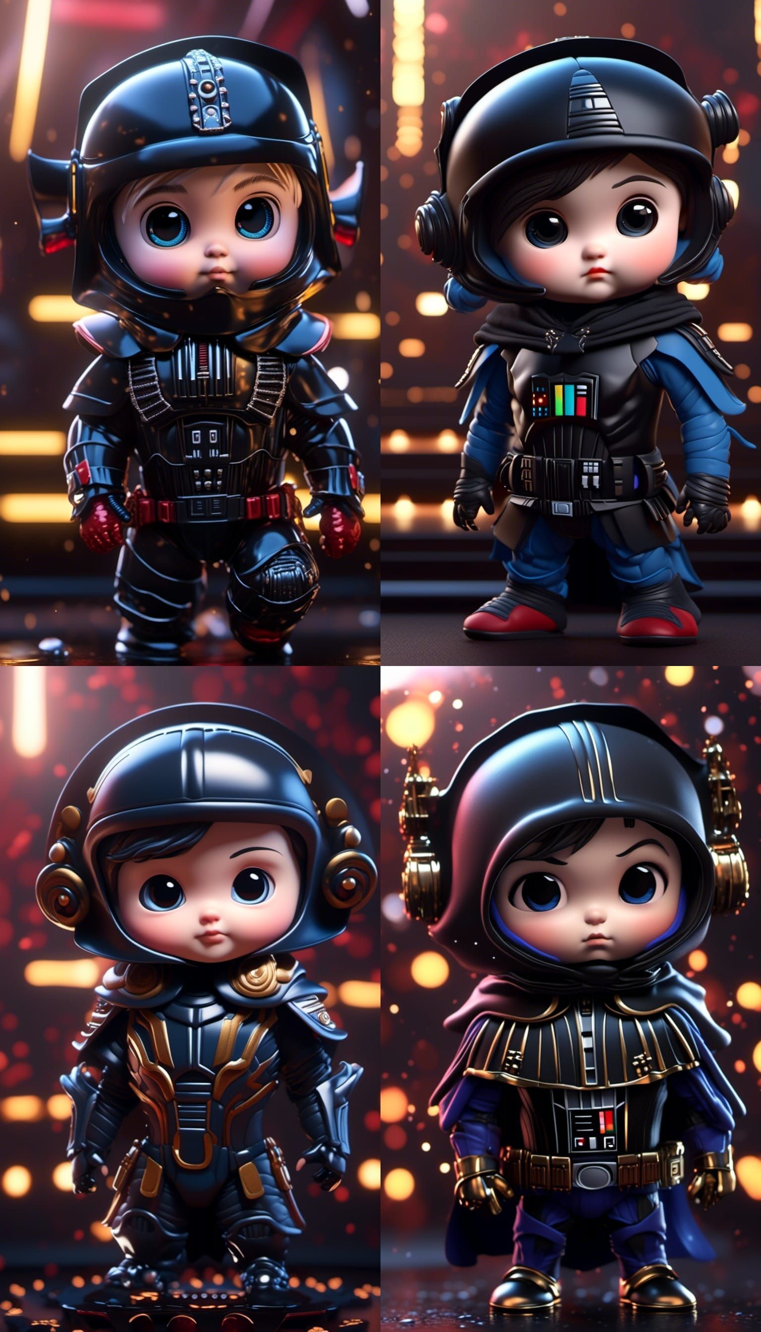 Chibi Darth Vader in Hyperrealistic Style