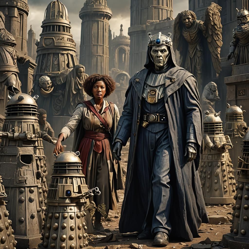 Plus Sized Doctor Who with Monsters, Digital Art