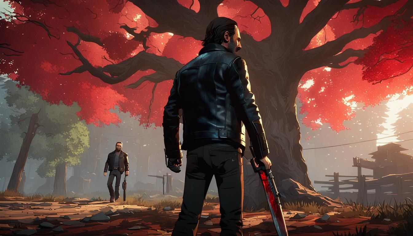 Rick Grimes in a Red Forest: 3D Game Cinematic