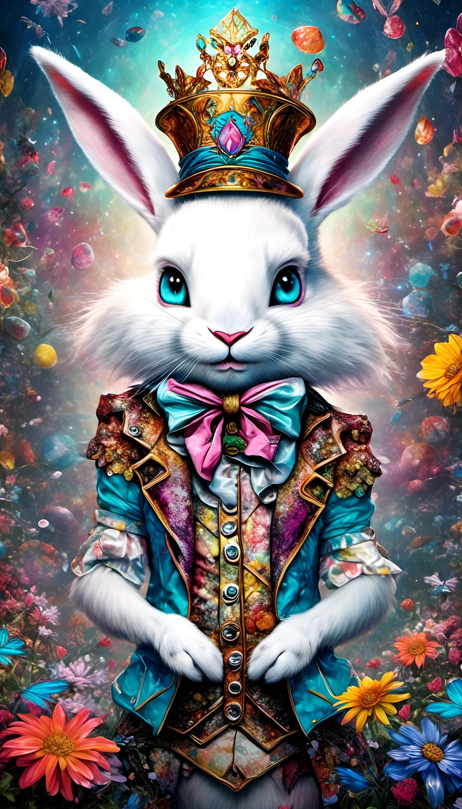 Alice in Wonderland White Rabbit with Colorful Details