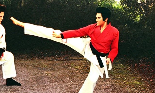 Elvis Presley Karate Tiger in Wes Anderson Style