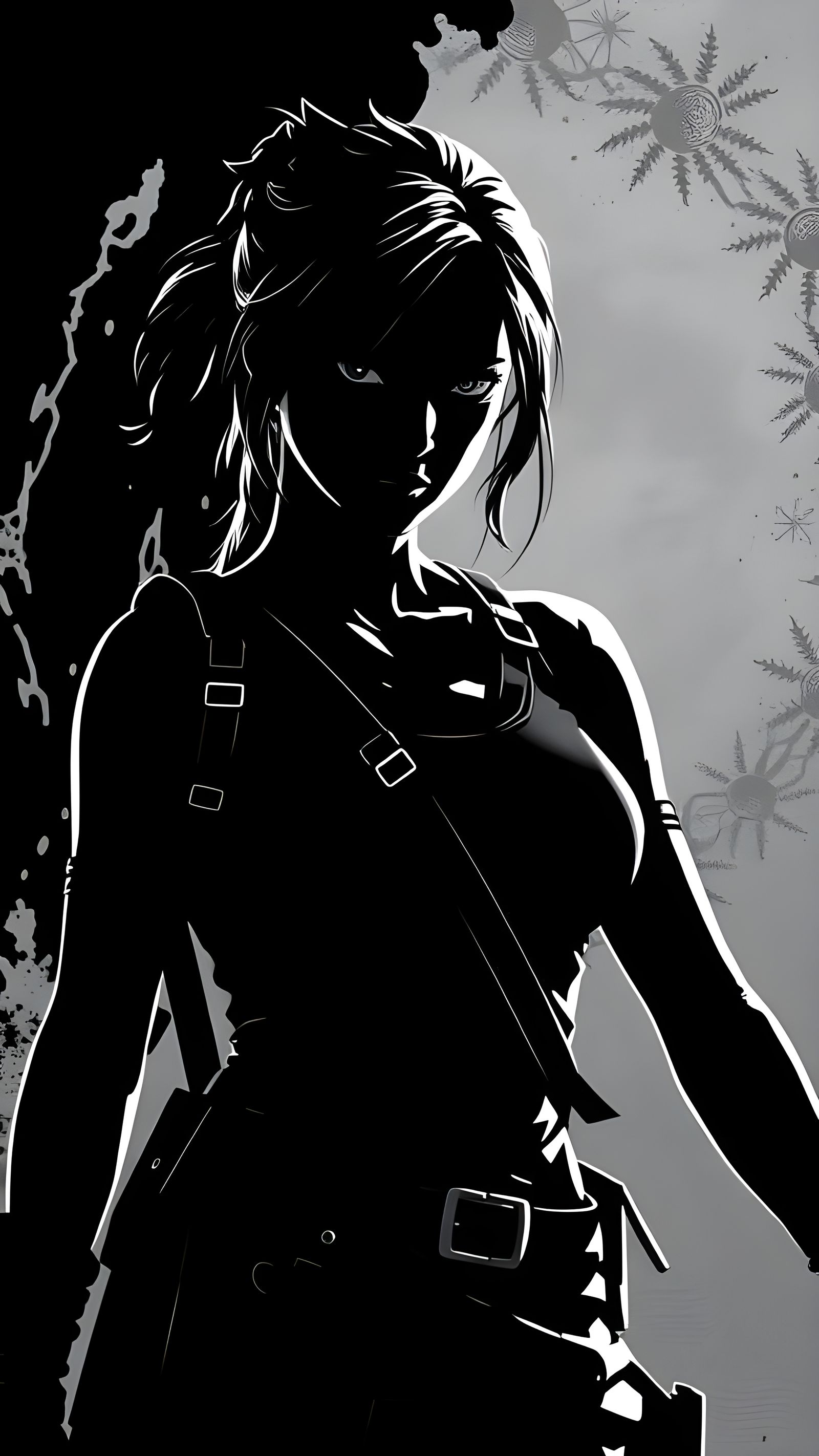 Lara Croft Stencil in 3D Anime Style