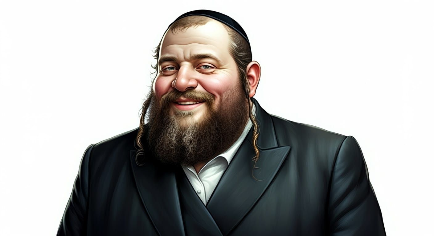 Friendly Hasidic Man Poses with Warm Smile and Dignified Dem...