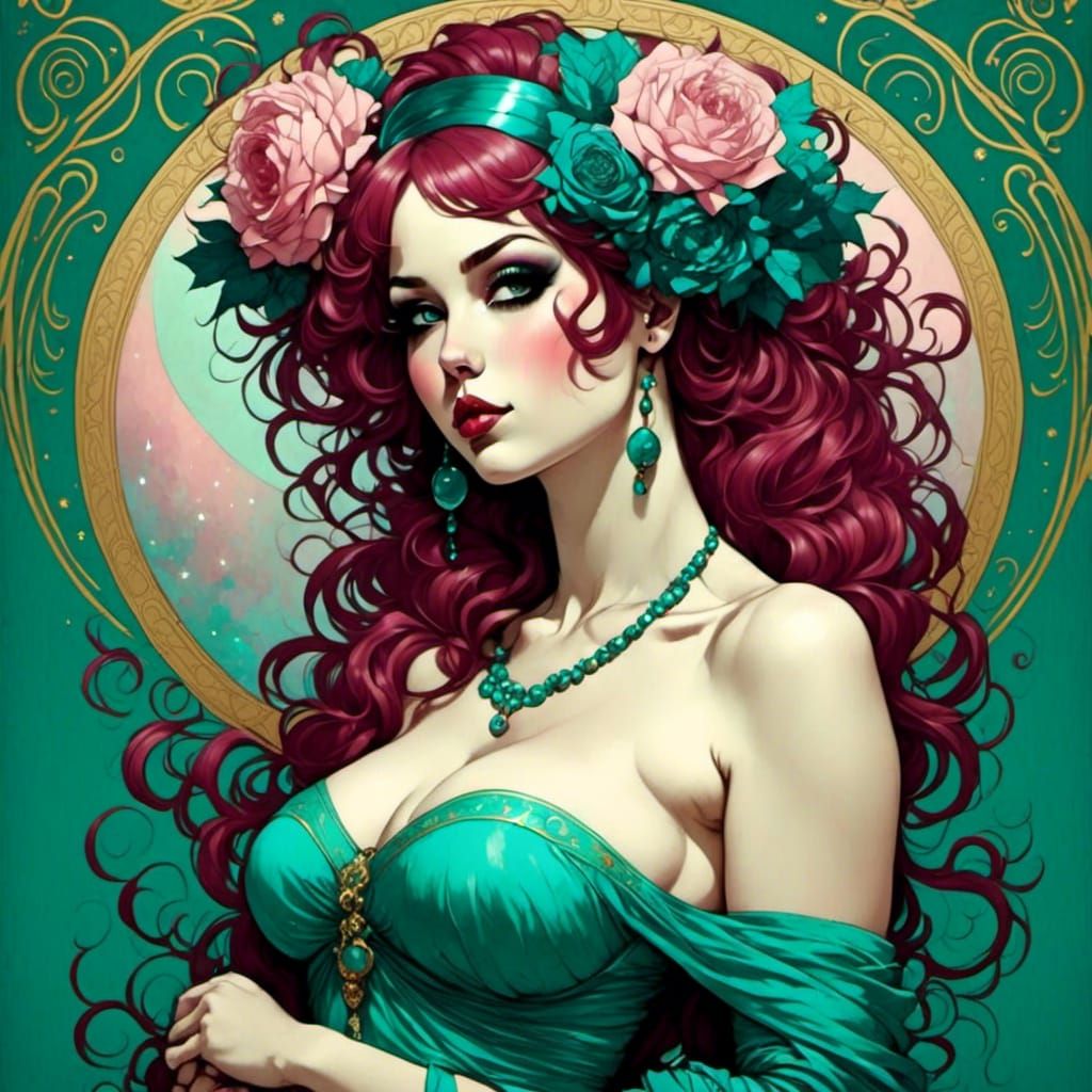 Sensual Burlesque Art Nouveau Fusion
