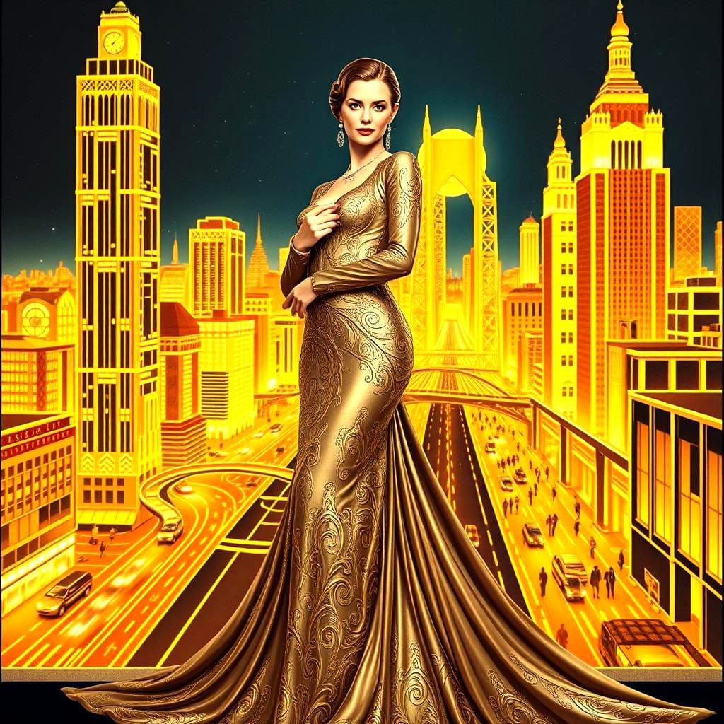 Art Deco Golden Sculpture of a Woman