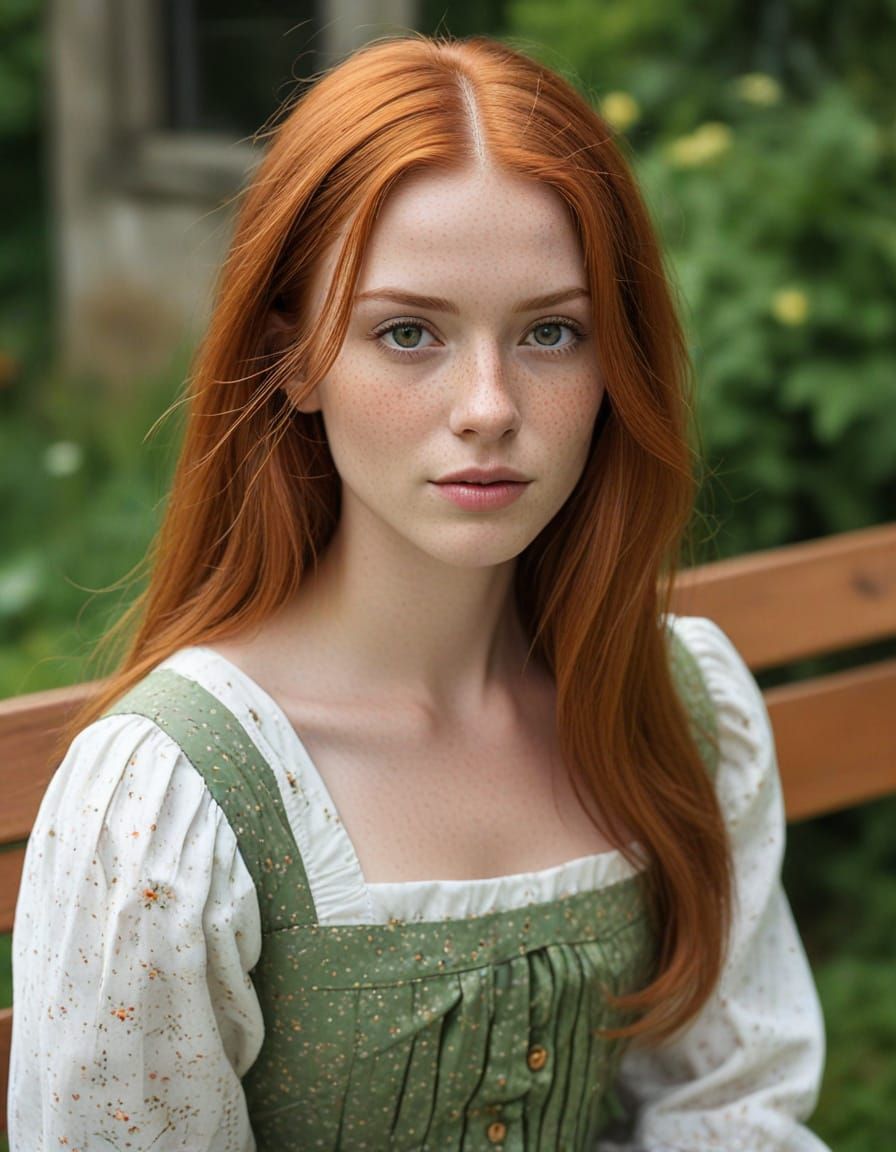 Sensual Redhead Enjoys English Garden Oasis