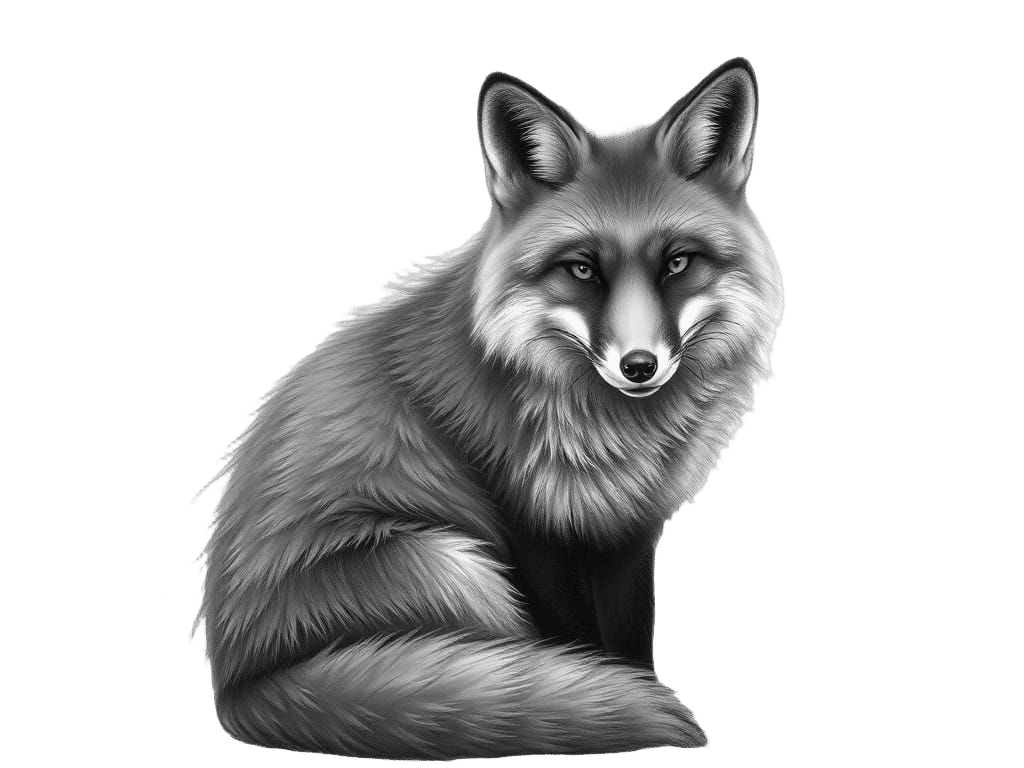 Dramatic Fox Portrait in Charcoal Drawing