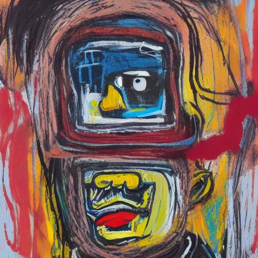 A poorly drawn cartoon portrait of a male, cartoony, over exaggerated features, fat, grotesque, balding, patchy beard, g...