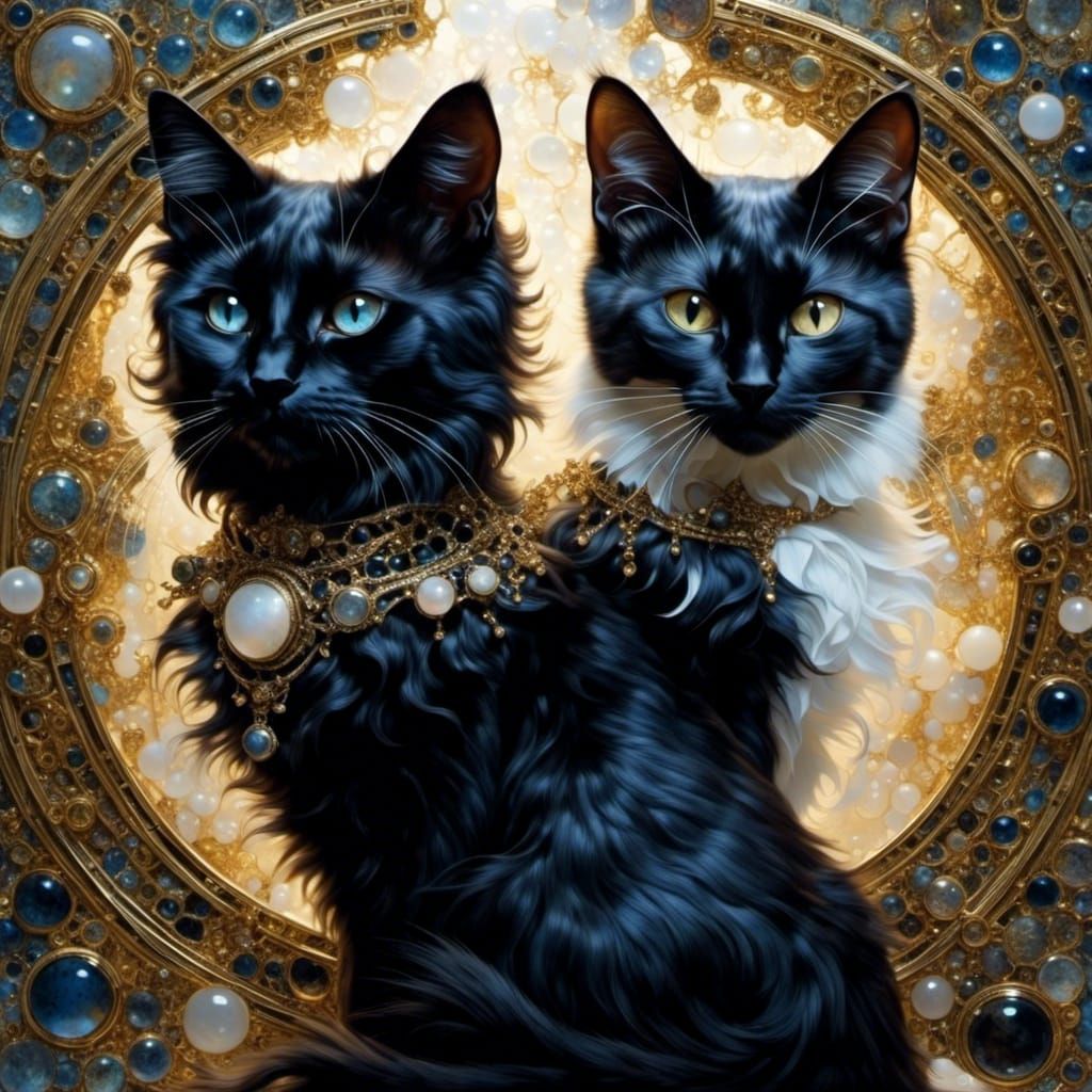 Mysterious Two-Tone Cat in Fantasy Art Style