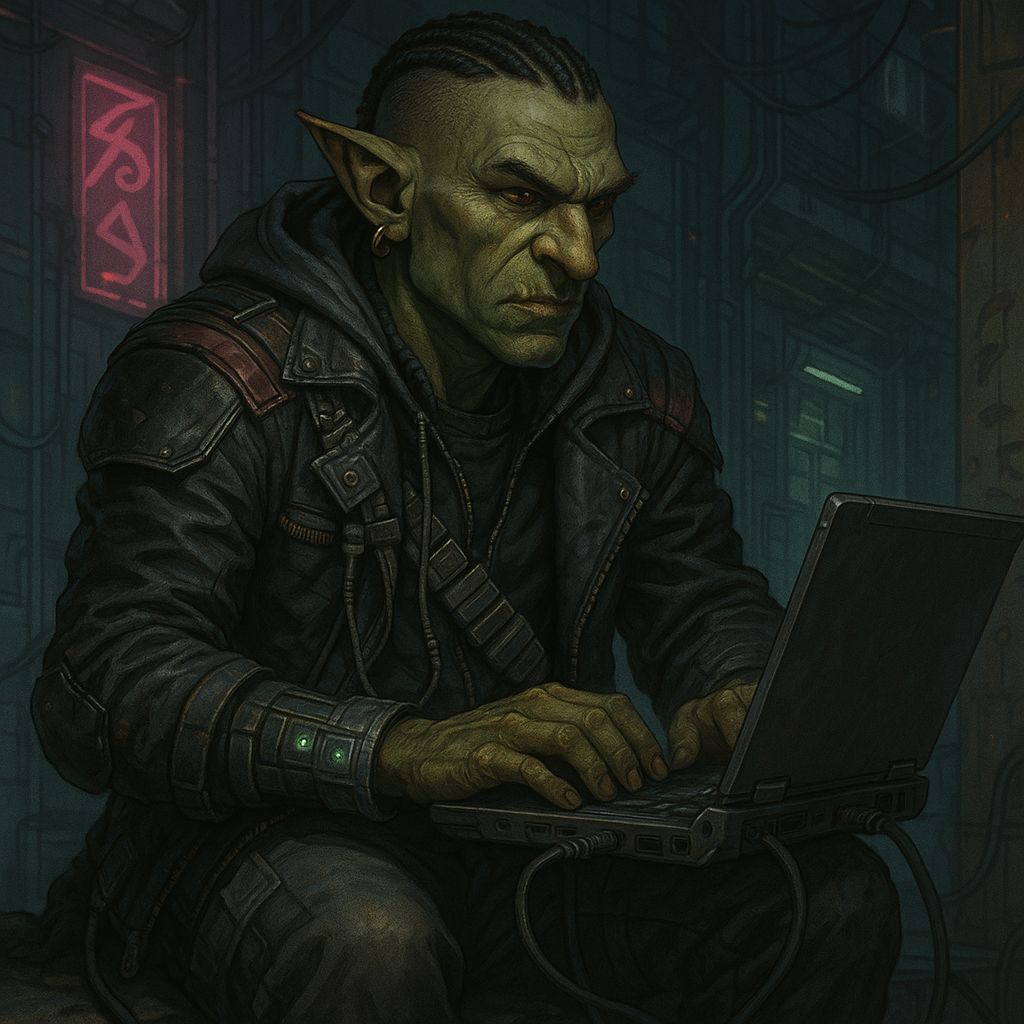 Shadowrun Hobgoblin Decker in Cyberpunk Style