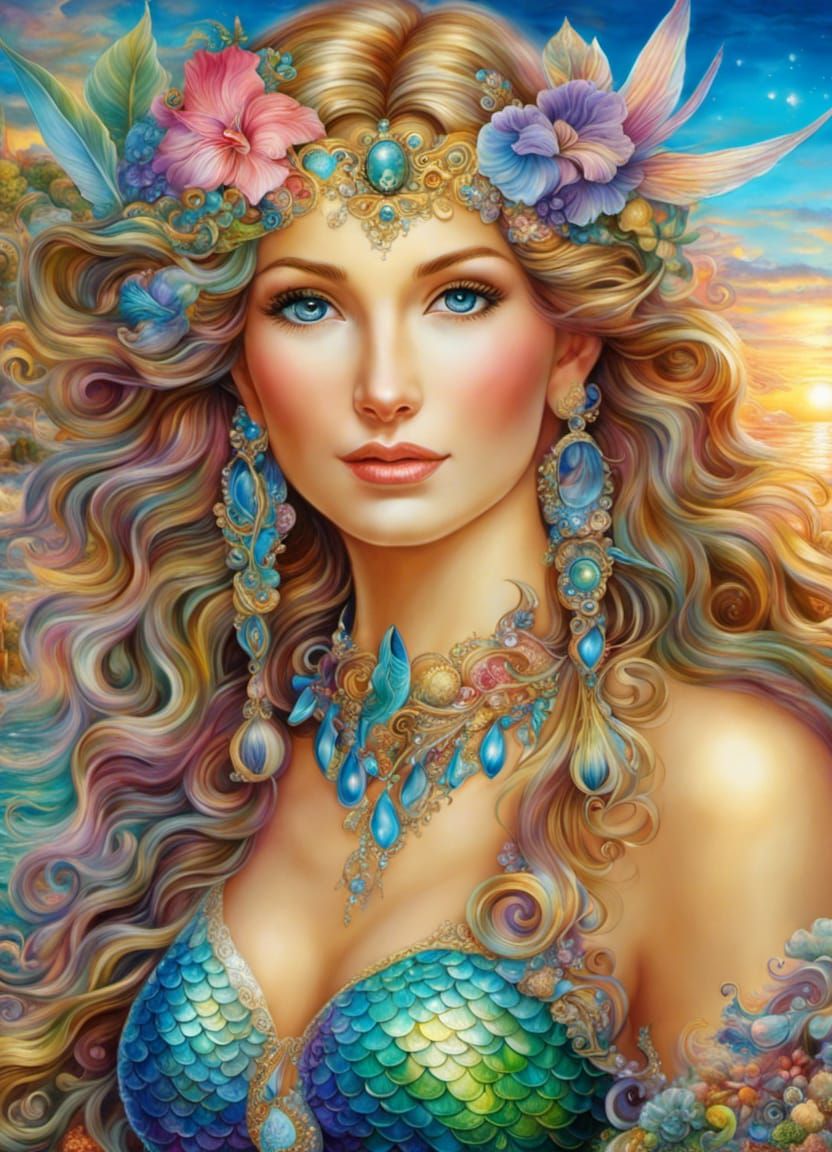 Mermaid on the Beach: Fantasy Portrait