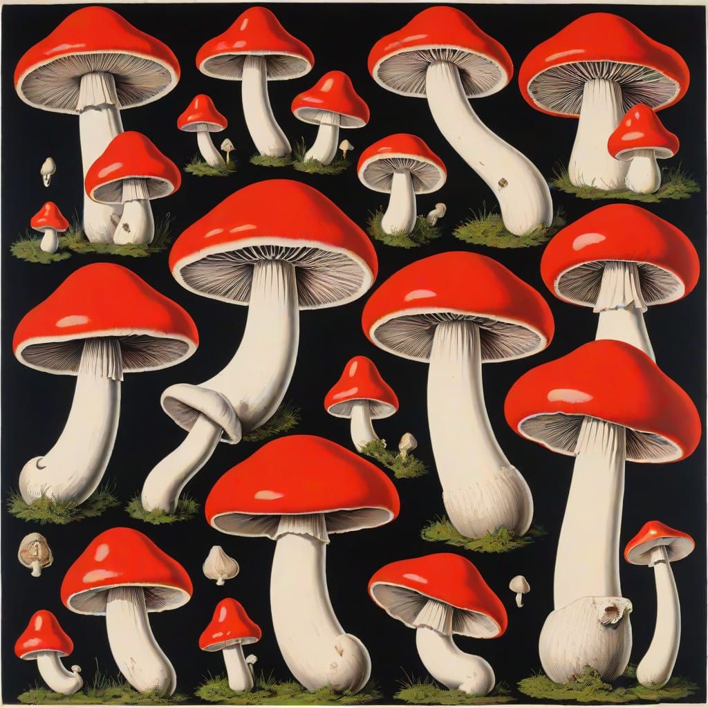 Surreal Mushrooms with Eyes in Absurdistan