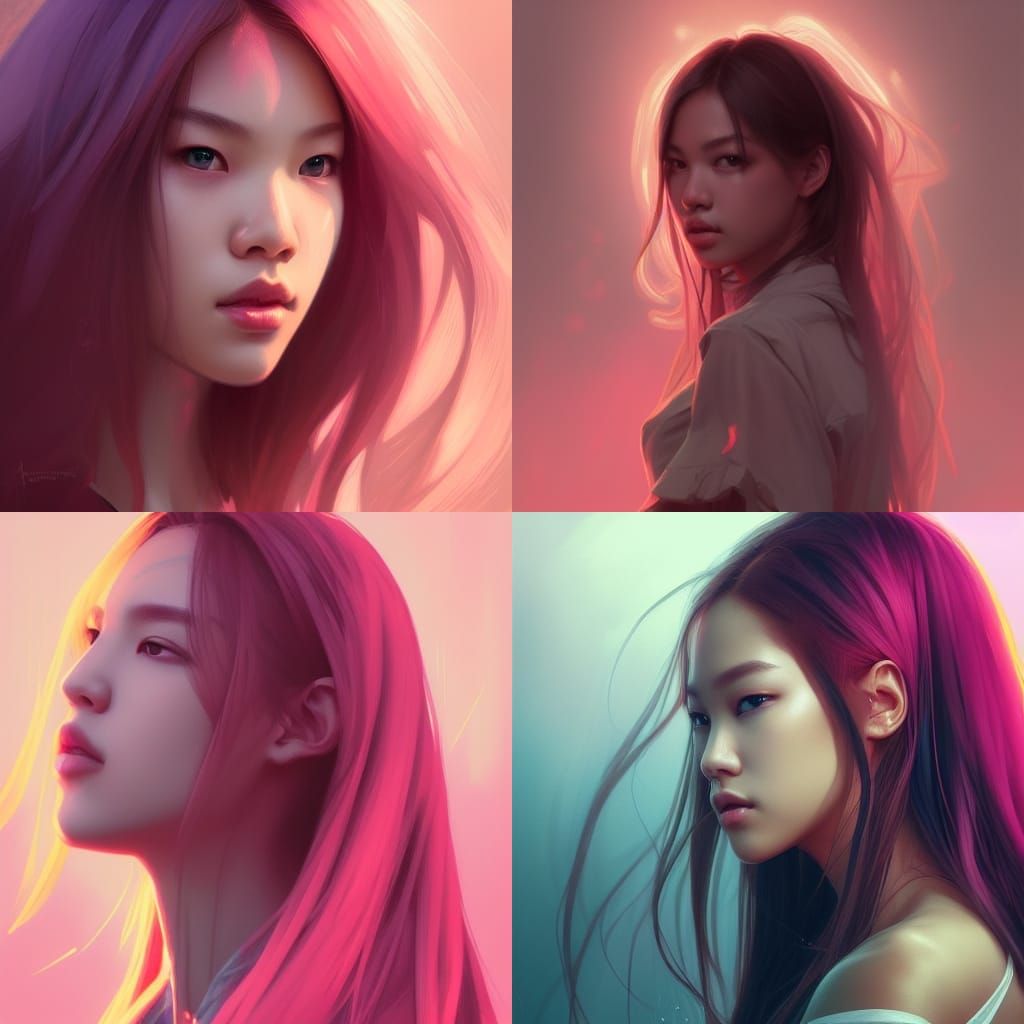 Detailed Portrait with Dynamic Lighting in Art Nouveau Style