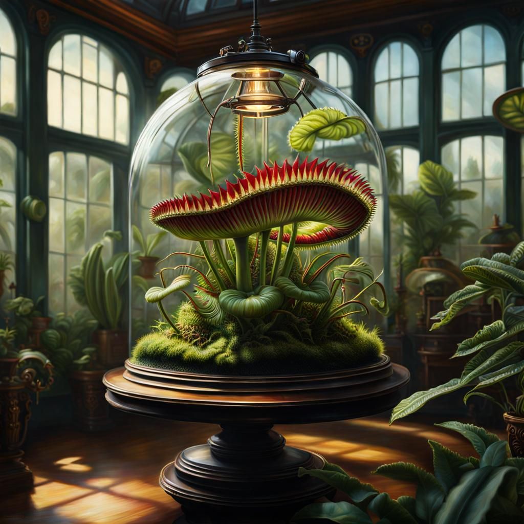 Steampunk Venus Flytrap Oil Painting
