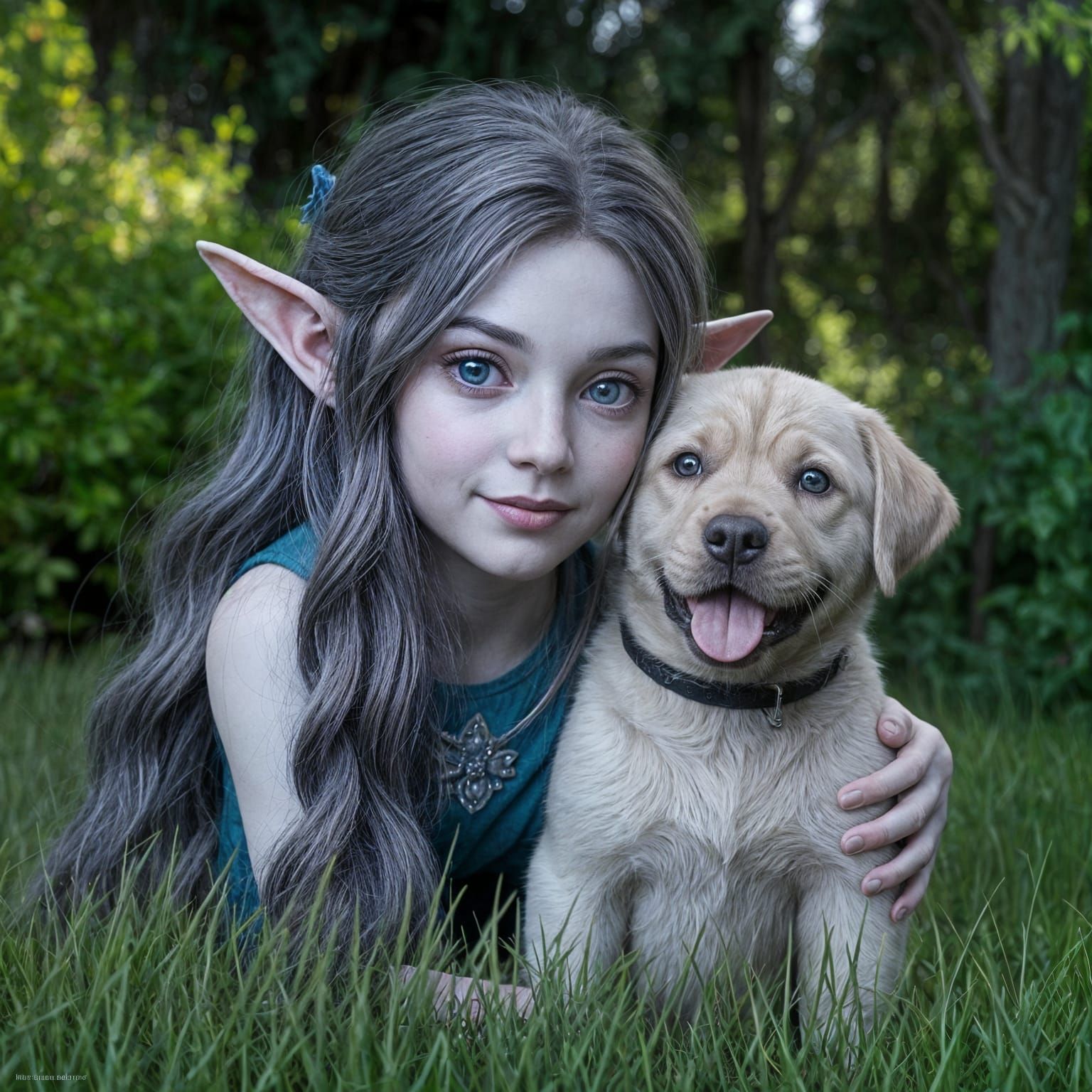 Elf girl and her pup