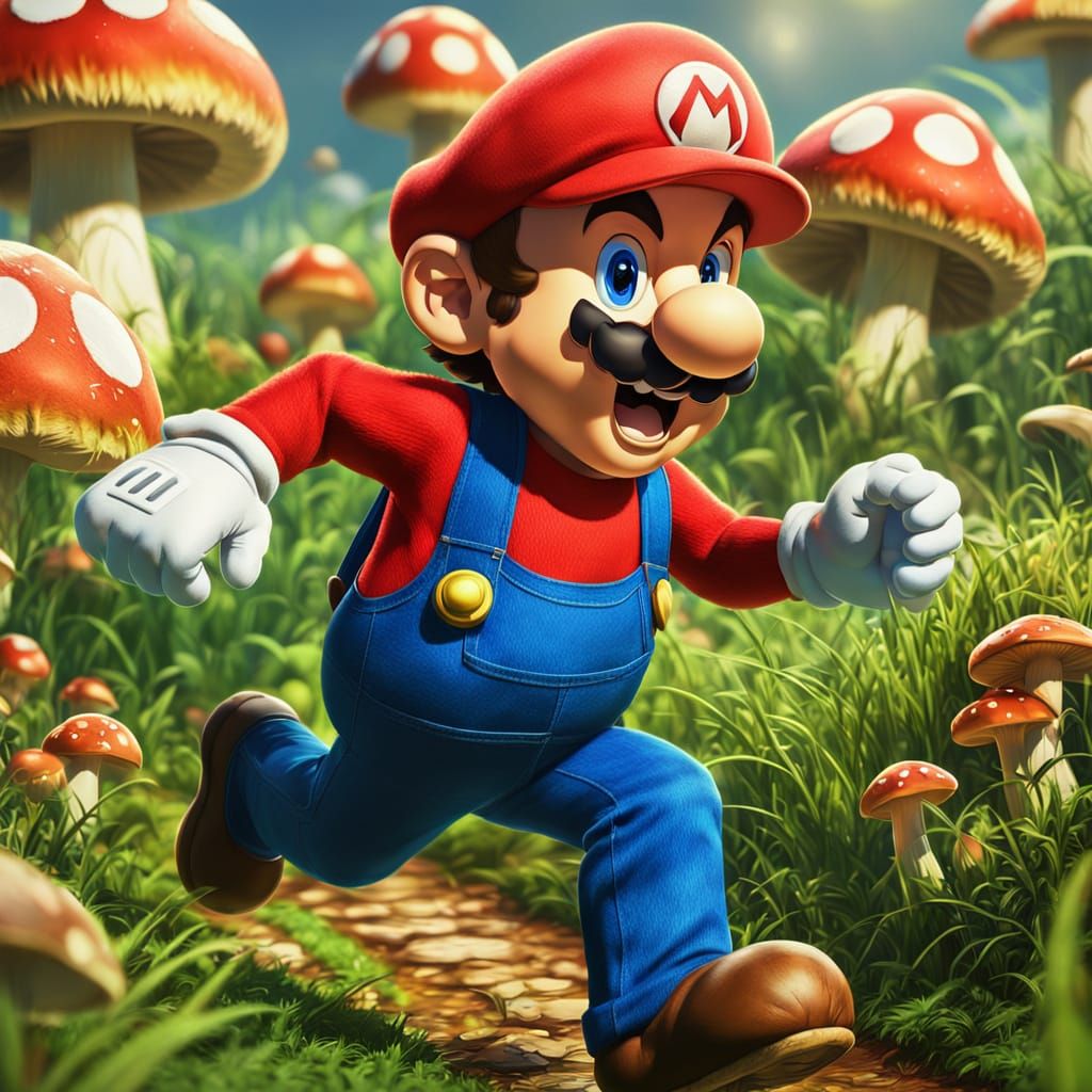 Mario Runs Through the Mushroom Kingdom