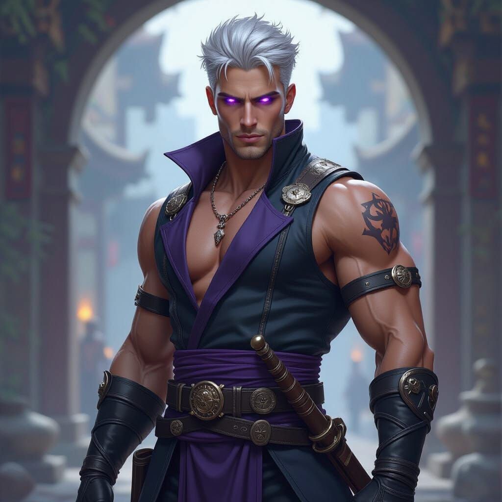 Heroic Man with Silver Hair in Fantasy Concept Art