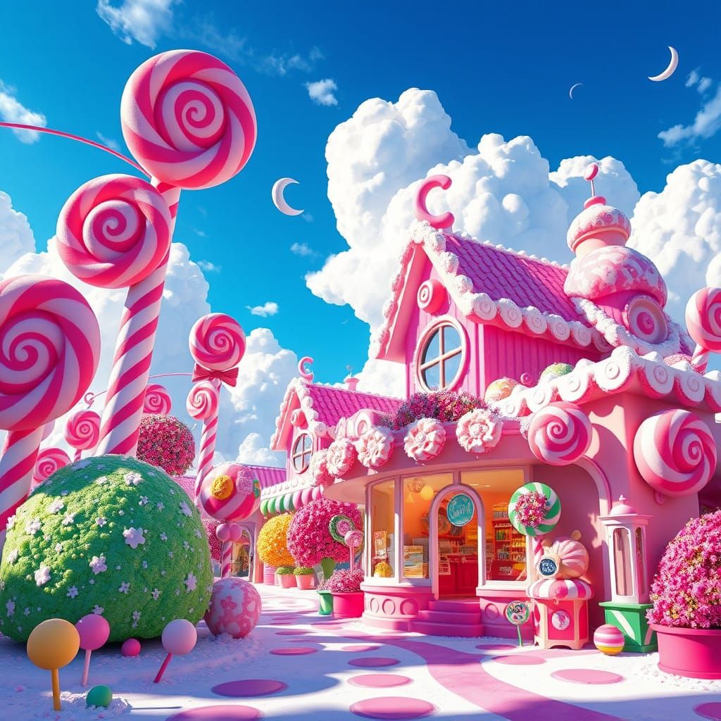 Whimsical Candy Wonderland in Vibrant, Hyper-Realistic Digit...