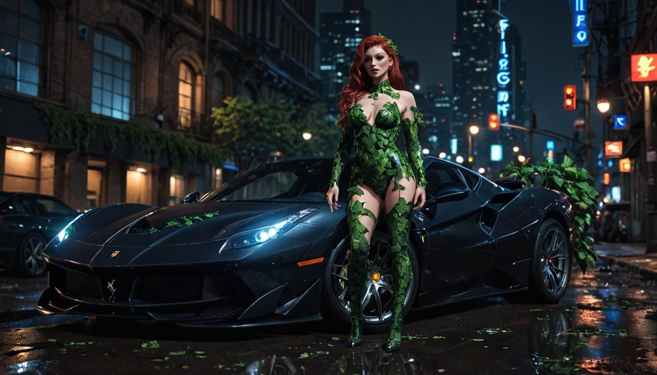 Poison Ivy in Gotham City: Gothic Anime Art