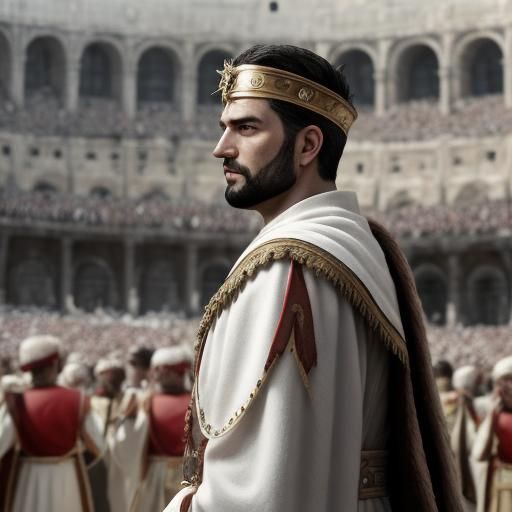 Roman King with Crowd in White Clothes