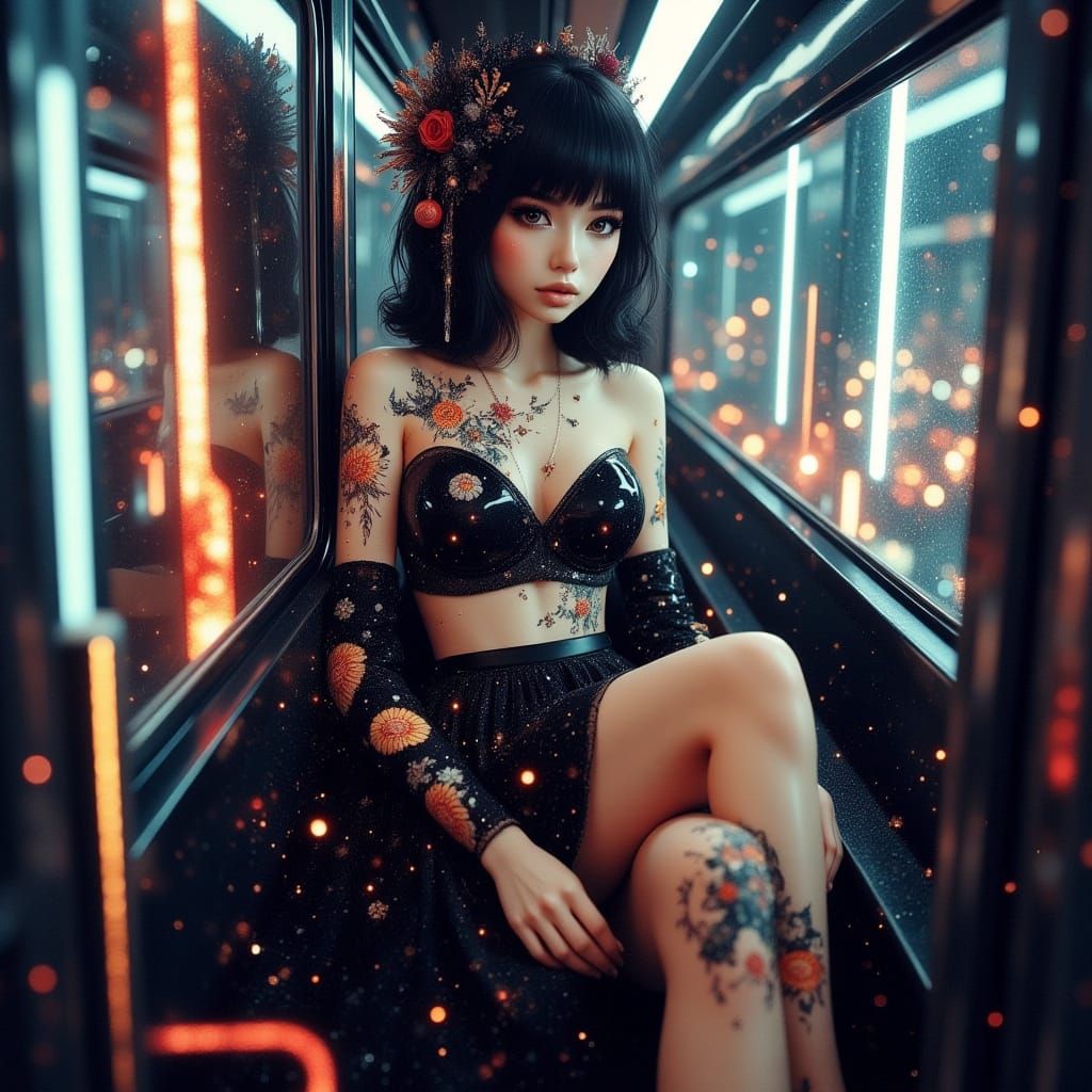 Anime style woman with layered hair...