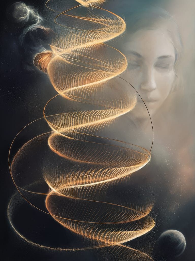 Abstract Painting of Self-Control with Cosmic Spirals