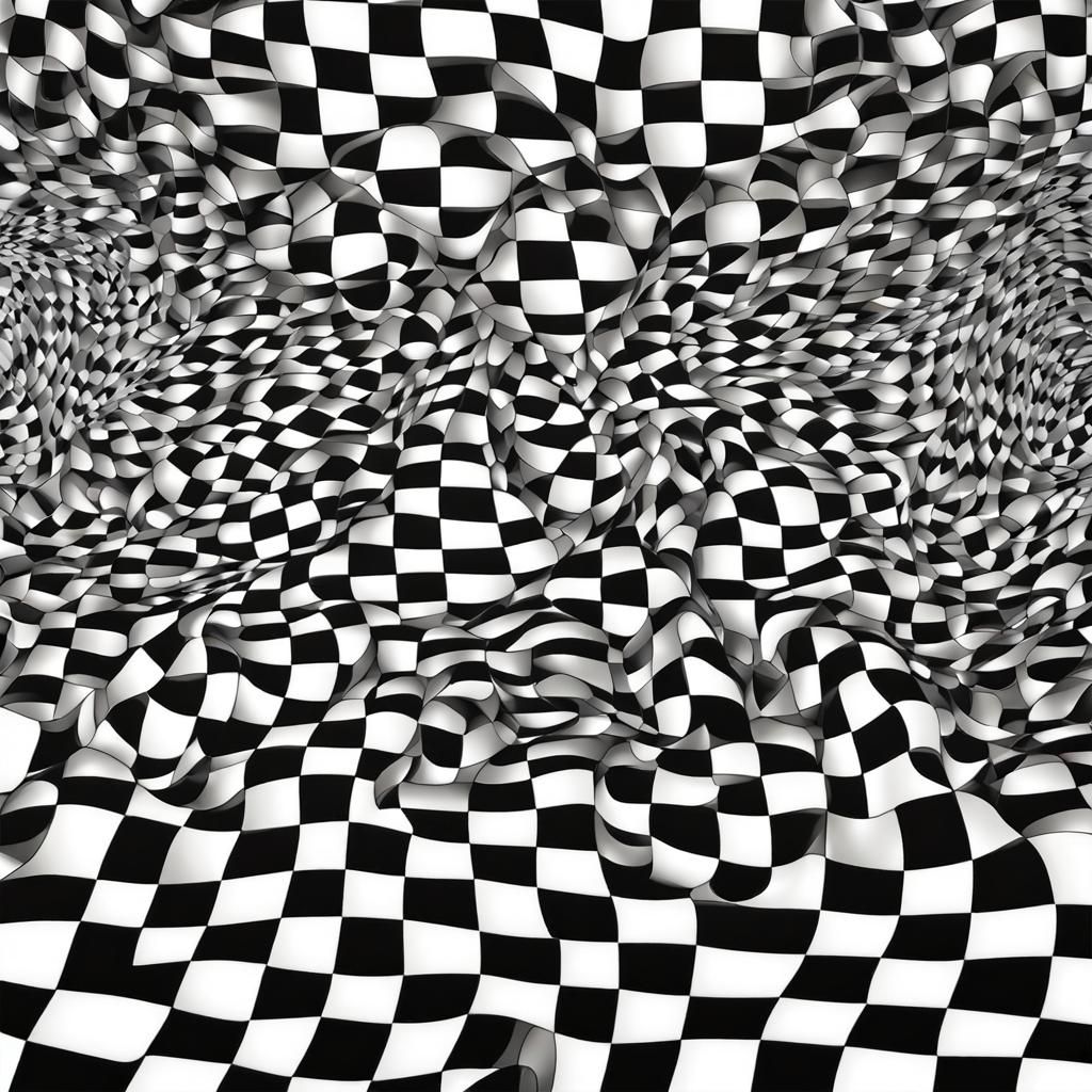 Abstract Checkers Board with Fractal Design
