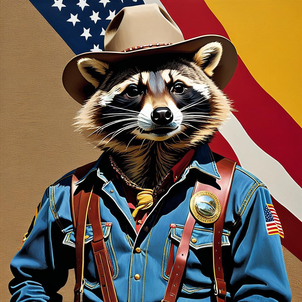 Raucous Raccoons Rodeo: Collage in Combined Style