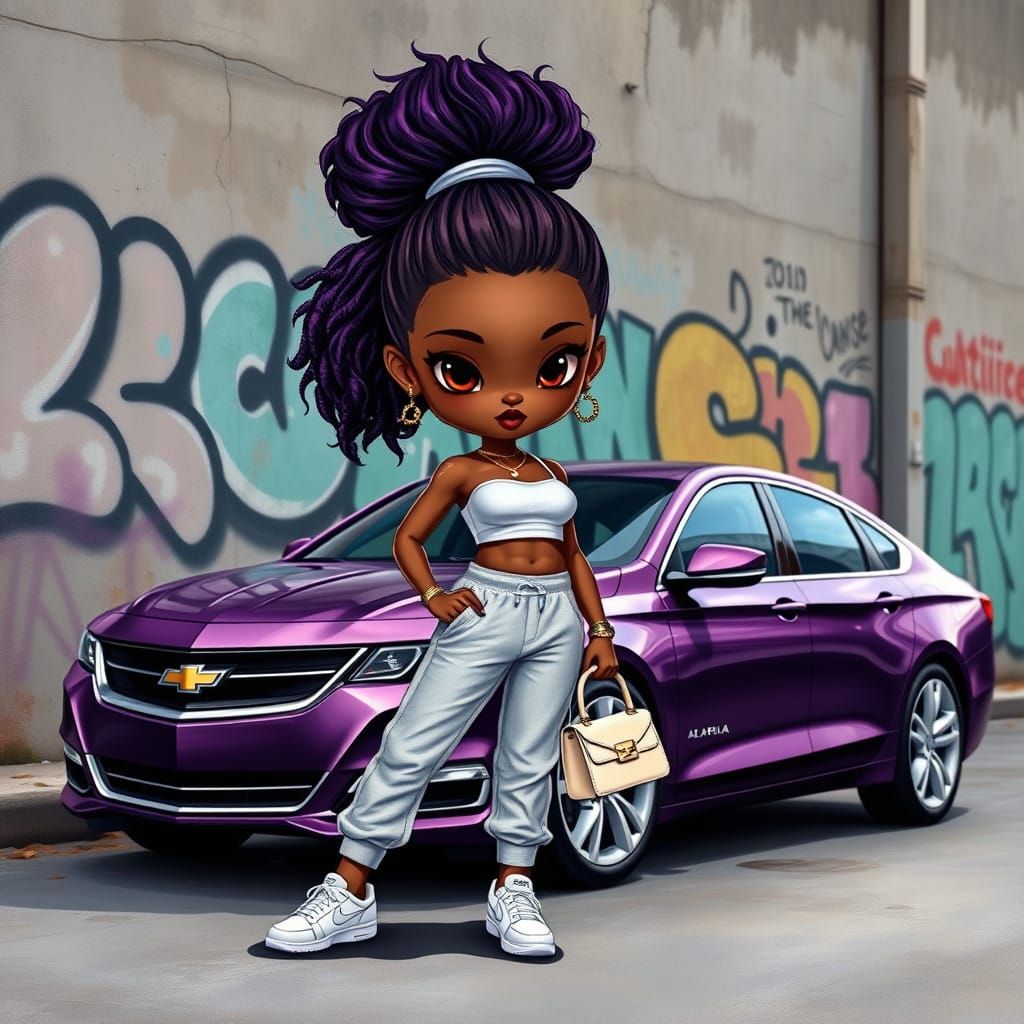 Gritty Urban Goddess in Vibrant Oil and Watercolour