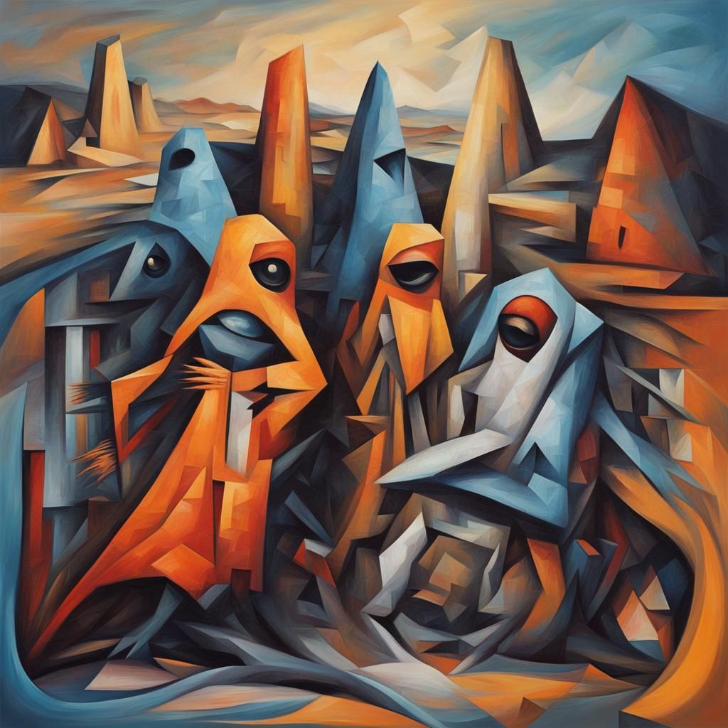 Long arm of the law chaos abstract sinister in oils