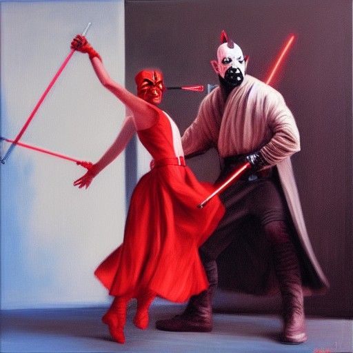 Darth Maul's Minuet Lesson: An Oil Painting