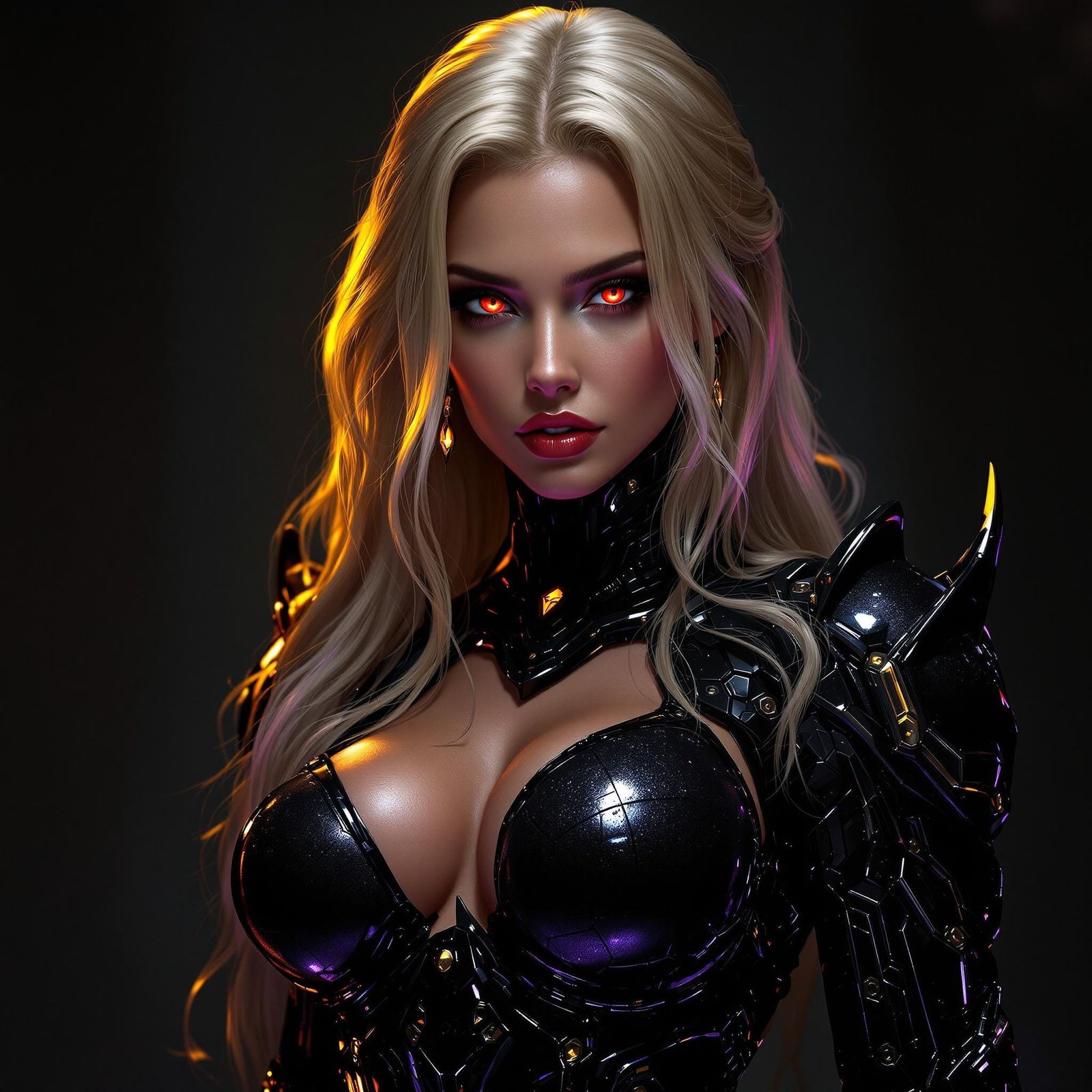 Woman in Latex Armor with Art Nouveau Flair