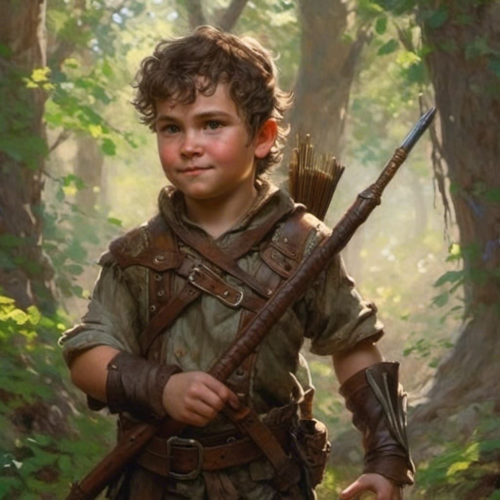 Epic Halfling Ranger Portrait in Forest, Hyperdetailed Art