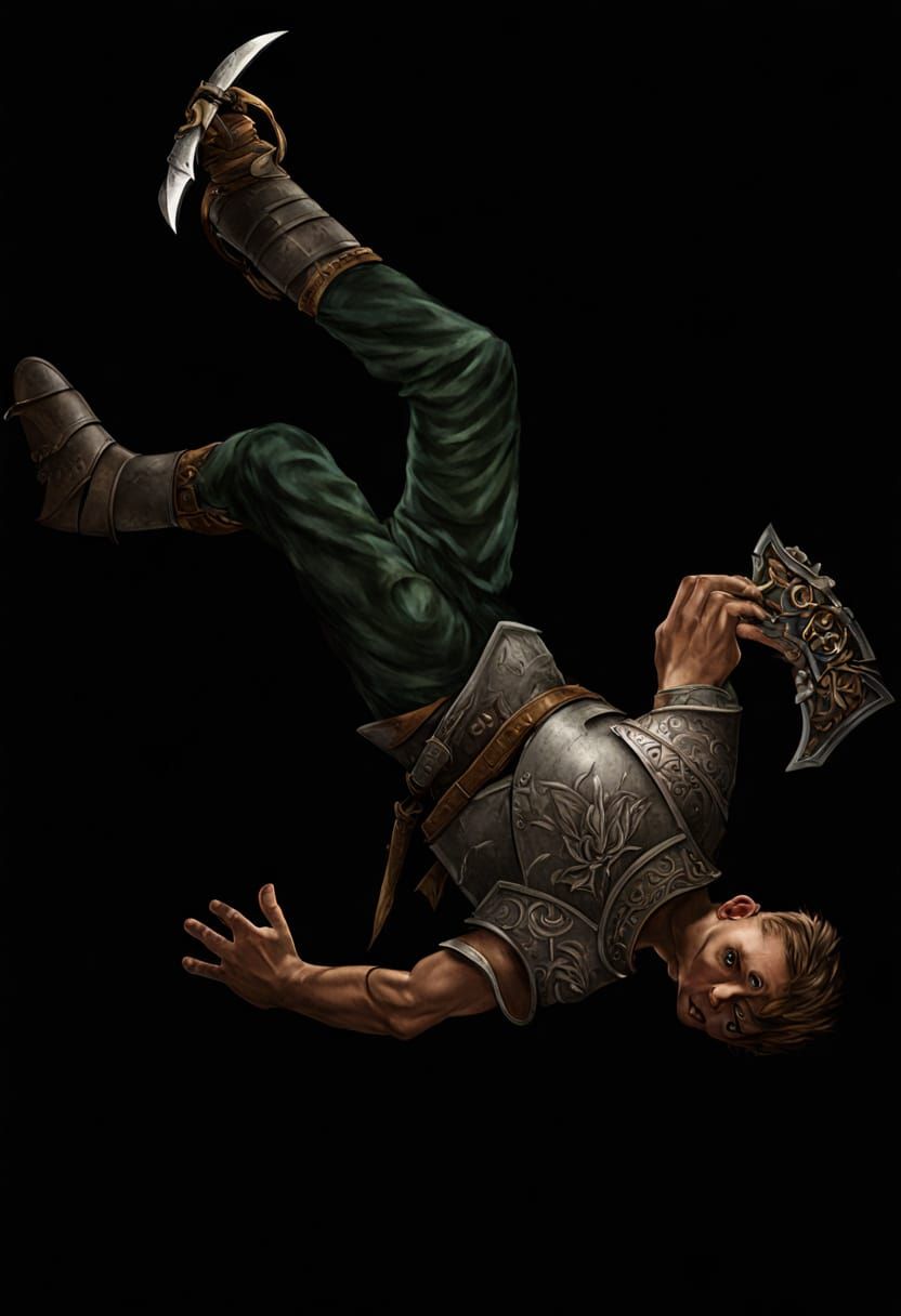 Ethereal Warrior in Ancient Forest Digital Painting