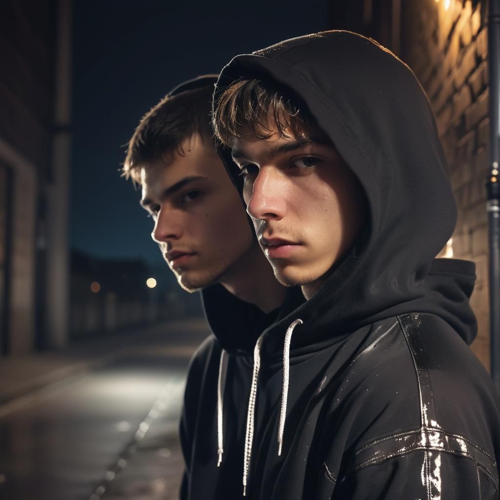 Streetwear Fashion Portrait in Moody Urban Setting