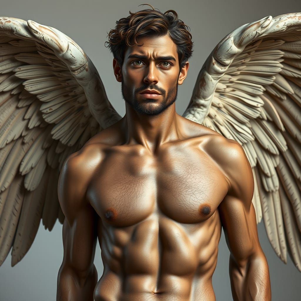 Angelic Man Sculpture in Realistic Style