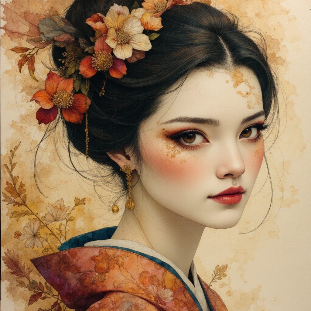 Geisha in Dark Fantasy Style