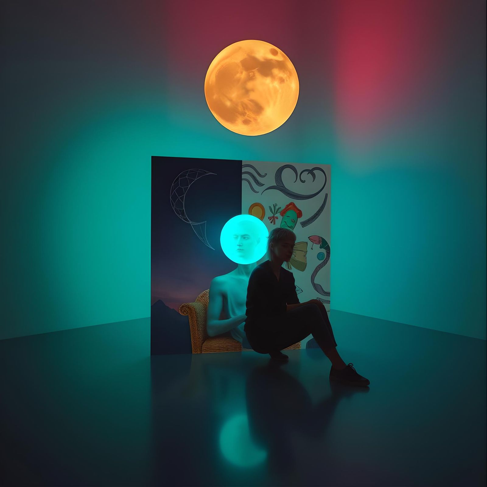 Bioluminescent Surreal Collage in Automatism Style