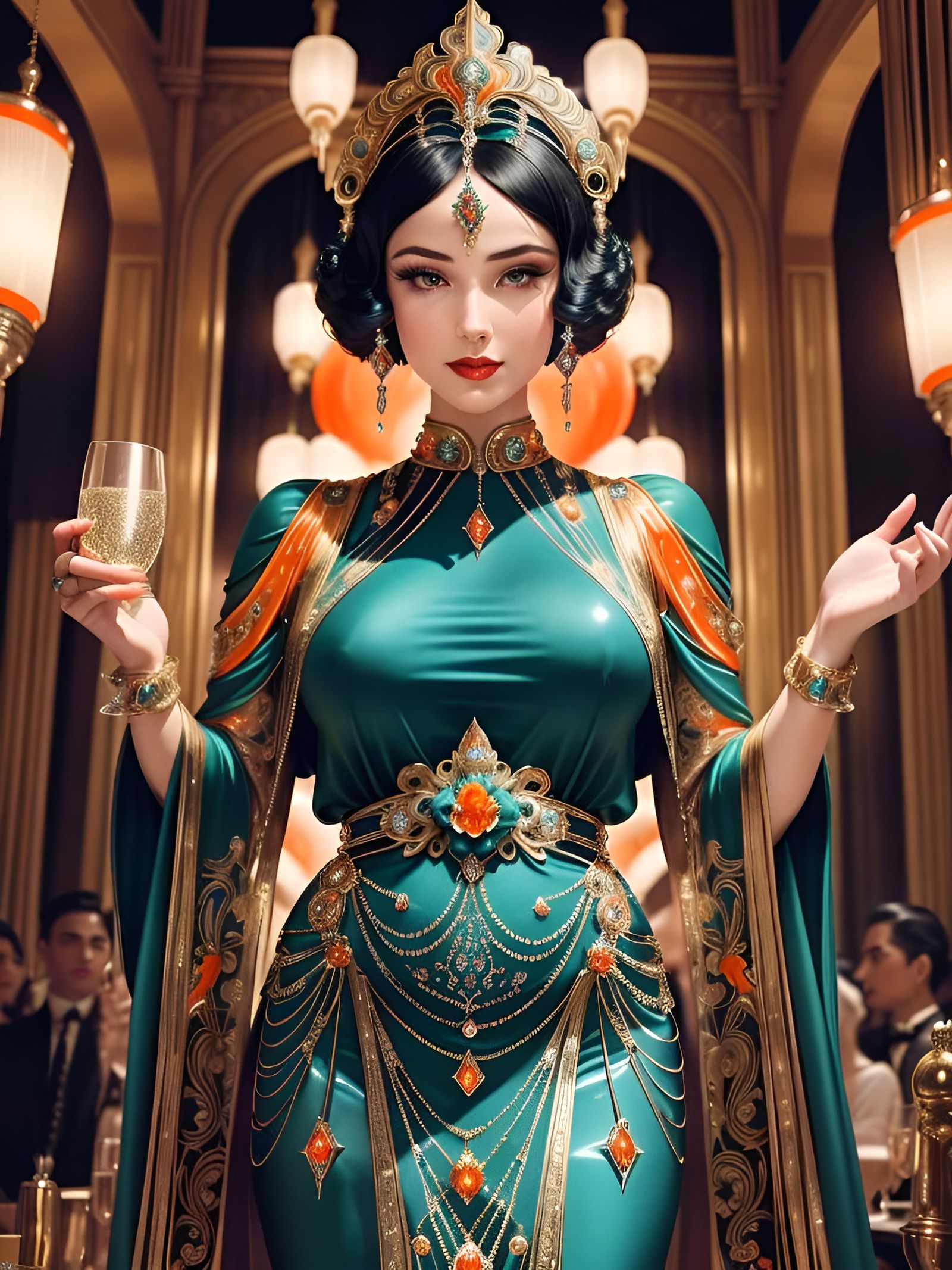 "New Years Celebration, art deco fashion, 1920's