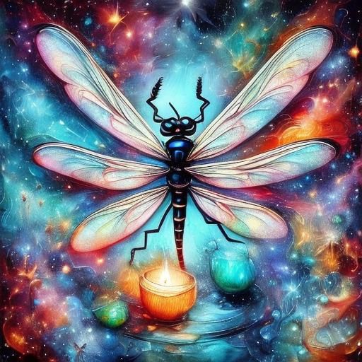 Dragonfly by Candlelight in Fantasy Art Style