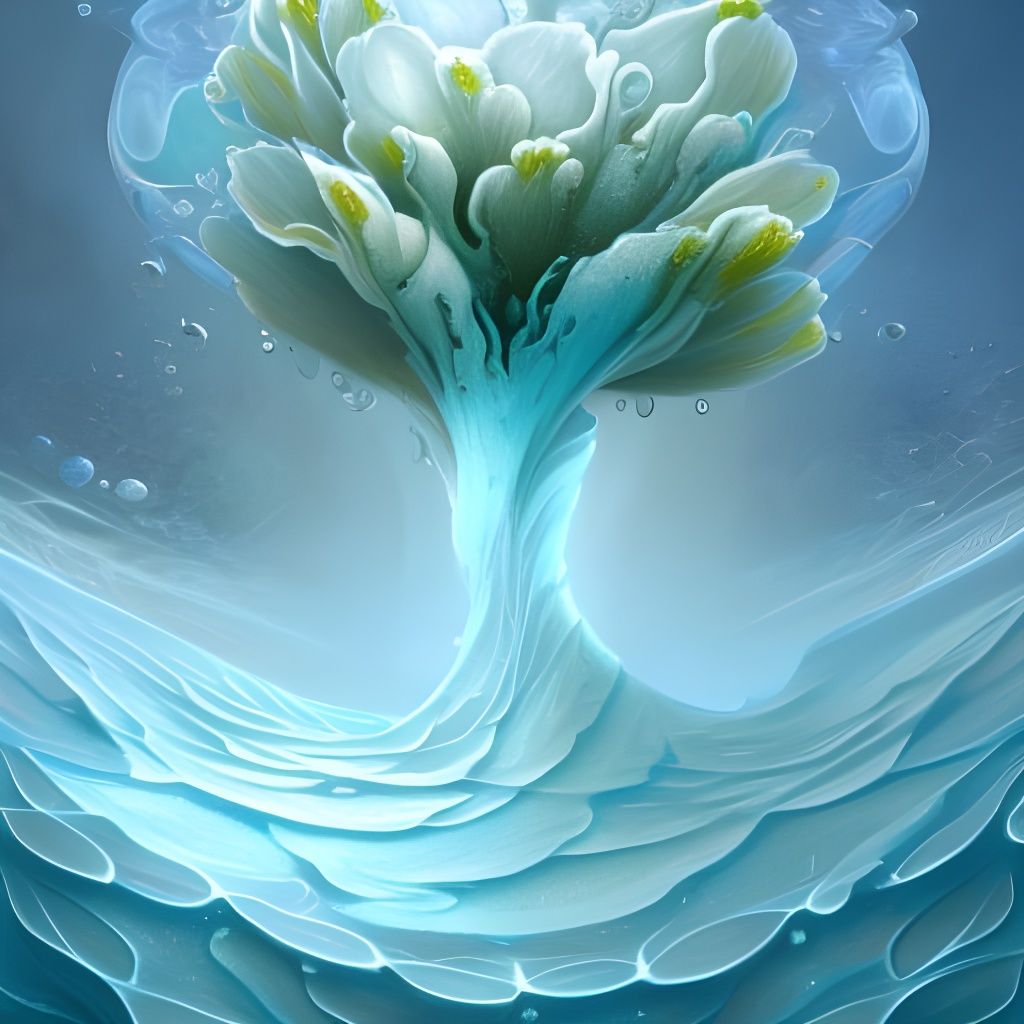 Elegant Water Flower: Hyperdetailed Digital Illustration