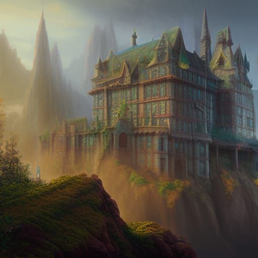 Fantastical Crown Castle: Detailed Matte Painting