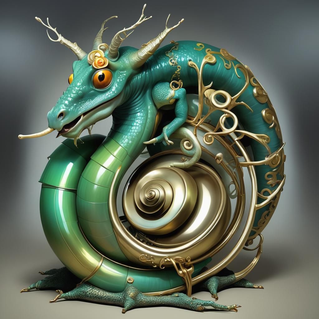 Surreal Snail Dragon Plays Tuba