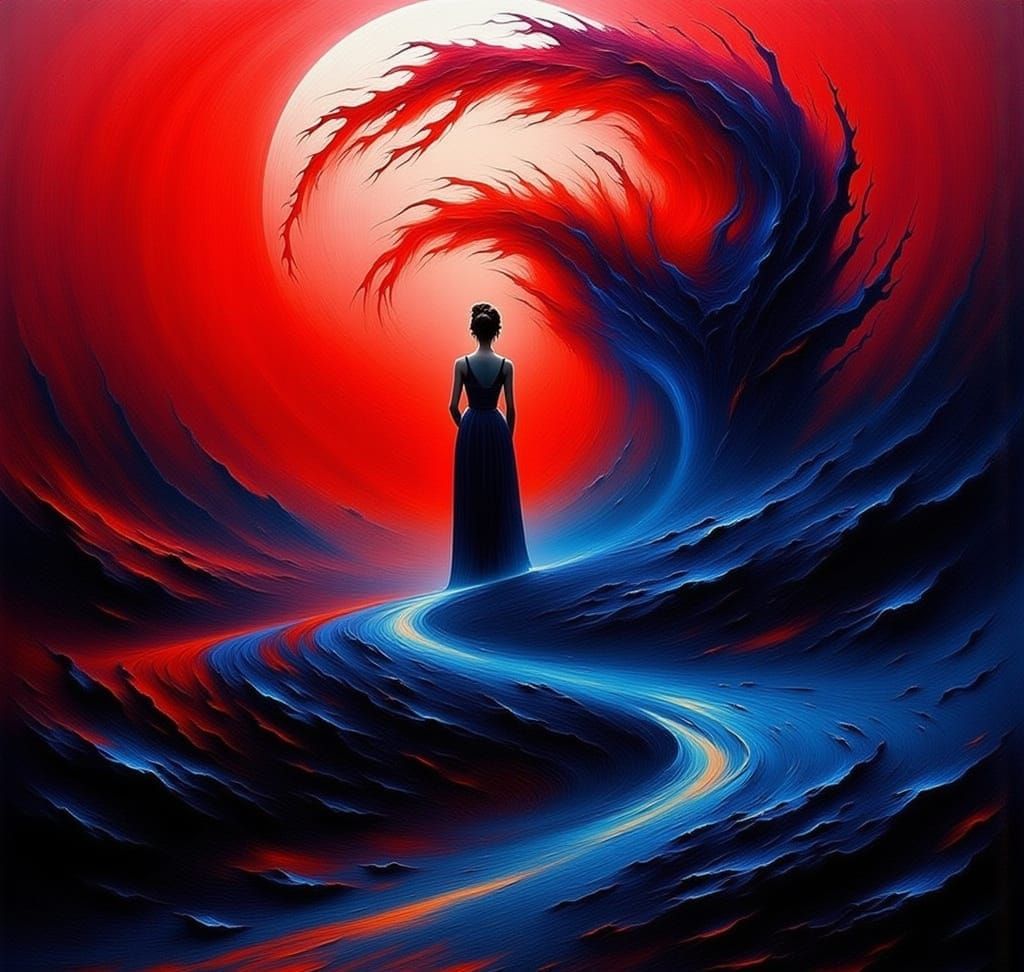 Red and Blue Entropy Person in Flux