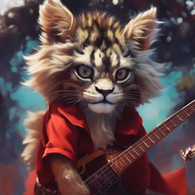 Lion Rockstar in Studio Ghibli Style