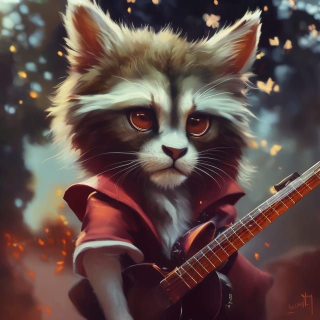 Lion Rockstar in Oil Painting Style