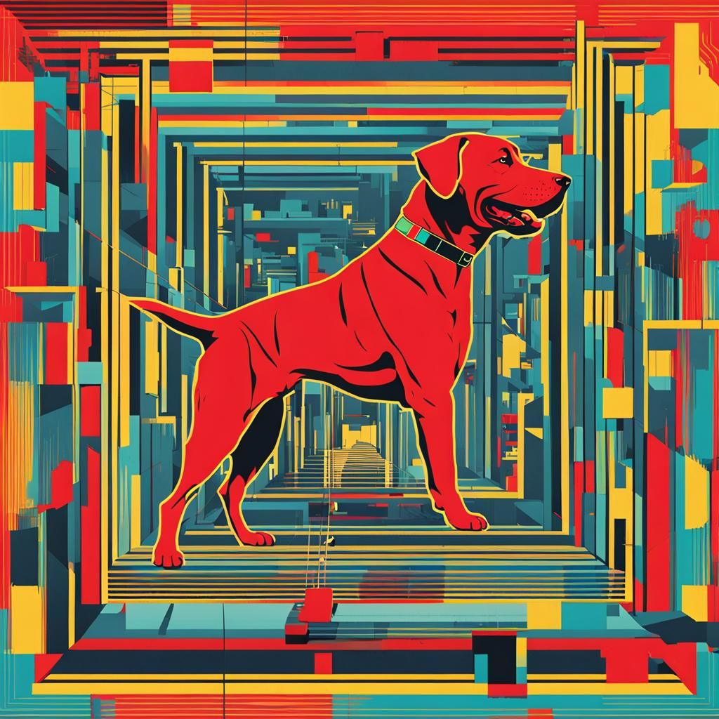 Dog Rap in Geometric Pop Art Style