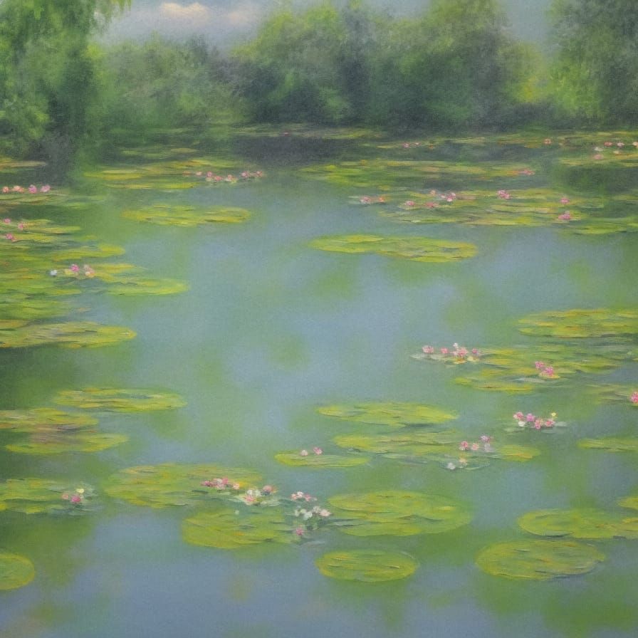 Impressionist Lily Pond: Detailed Matte Painting