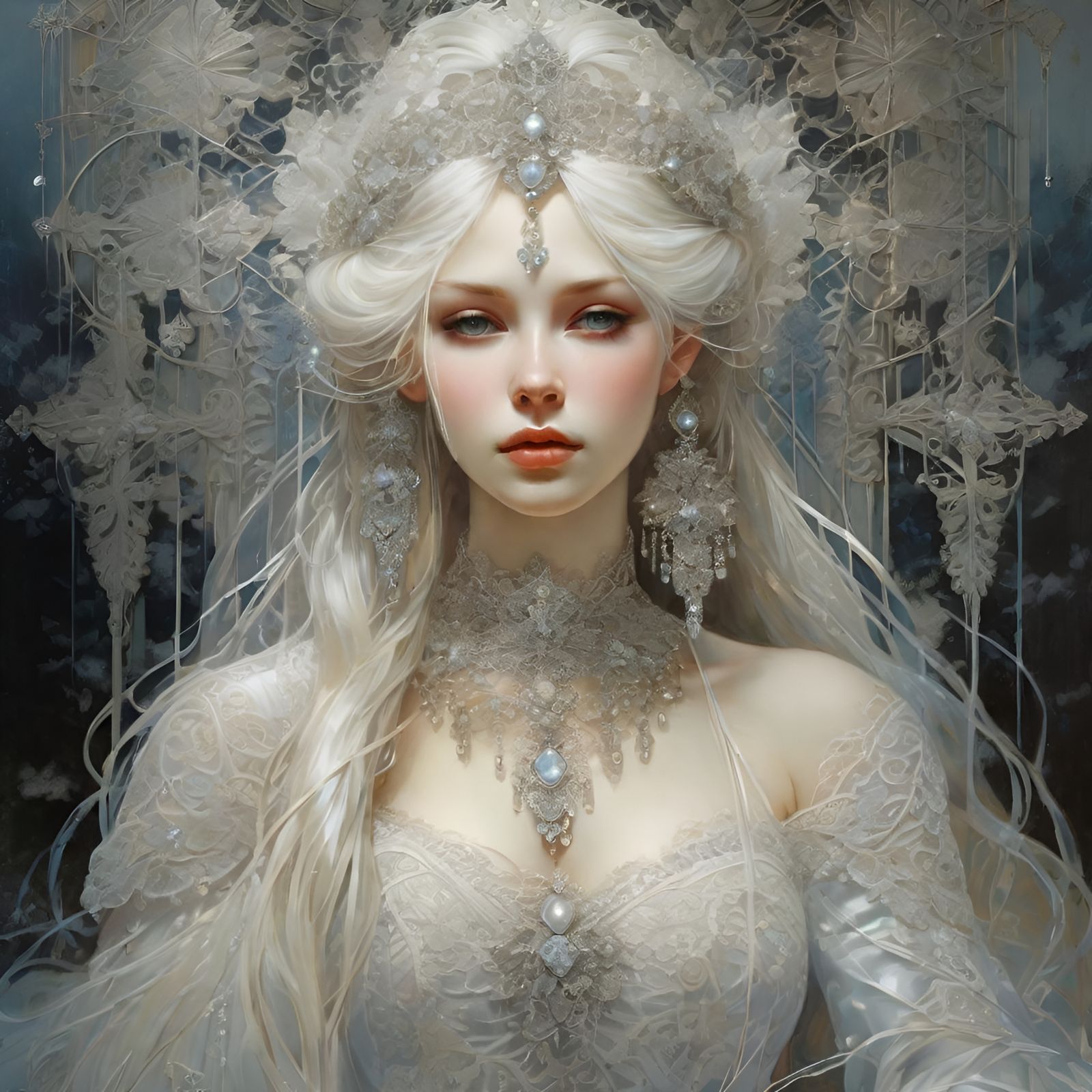 Anime Snow Beauty with Lacy Adornments