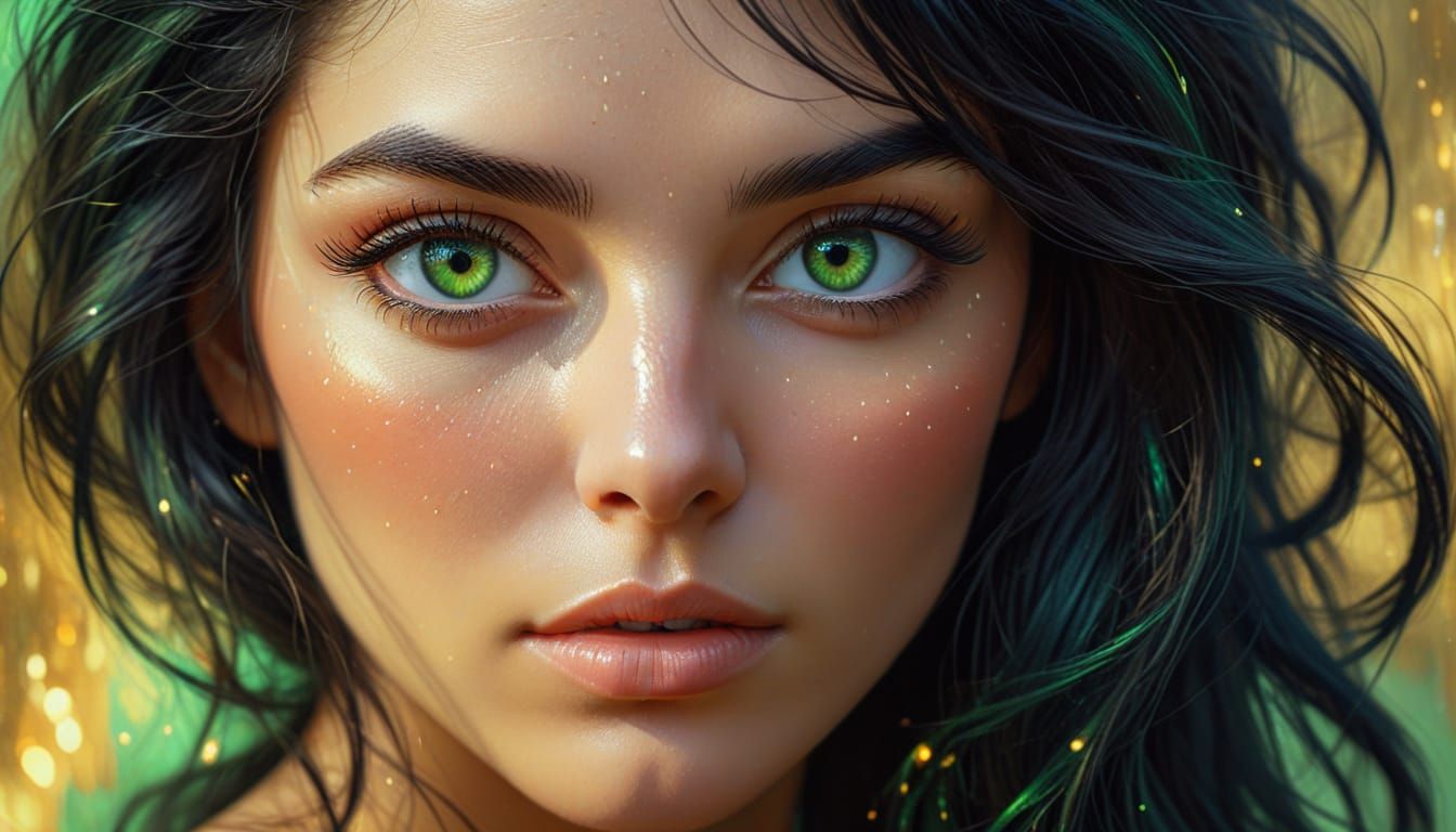 Emotional Portrait of Woman with Floating Memories